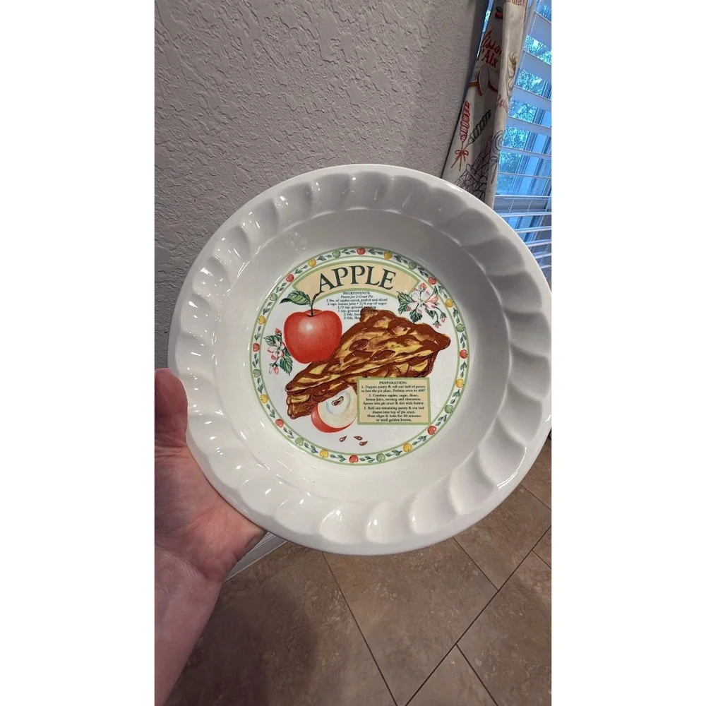 Himark Golden Pie Collection Apple Pie Recipe Ceramic Dish Fluted Rim Korea